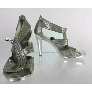 EUC Michael-Michael Kors Sparkle Sliver T Strap Sandals sz 7